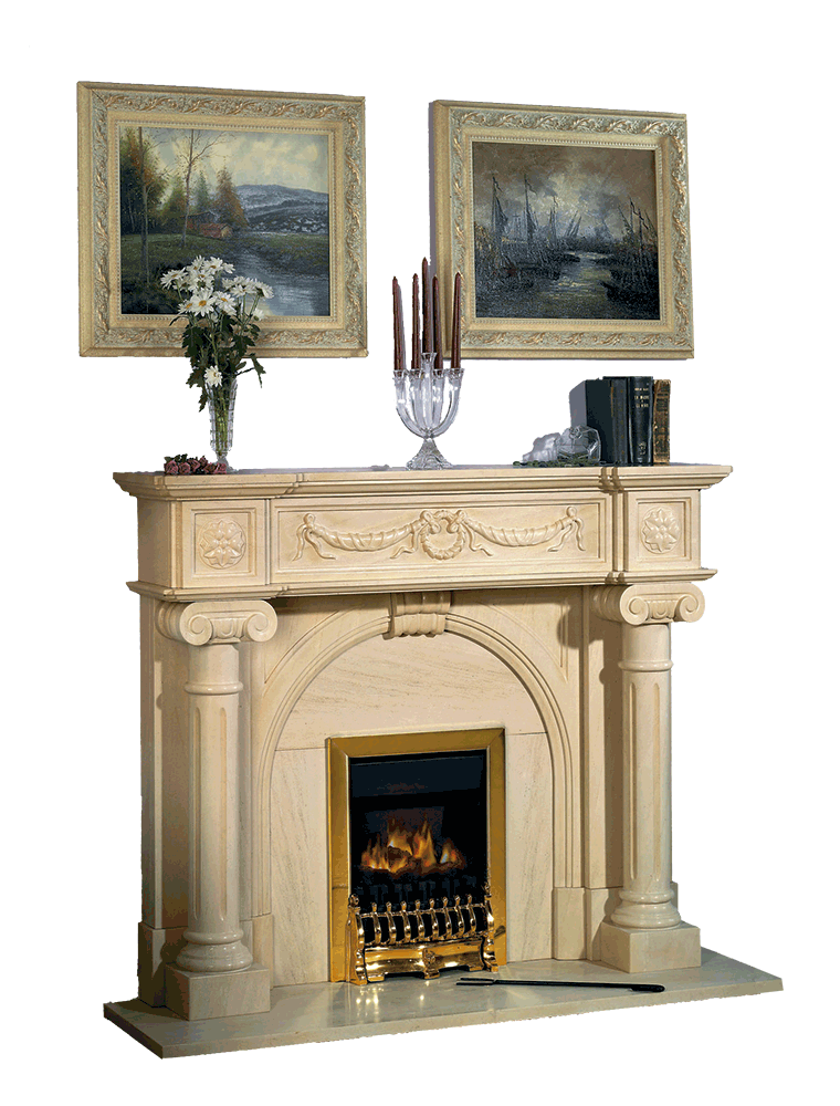 Chimenea Clásica modelo Hades Mármol Crema marfil de estilo colonial