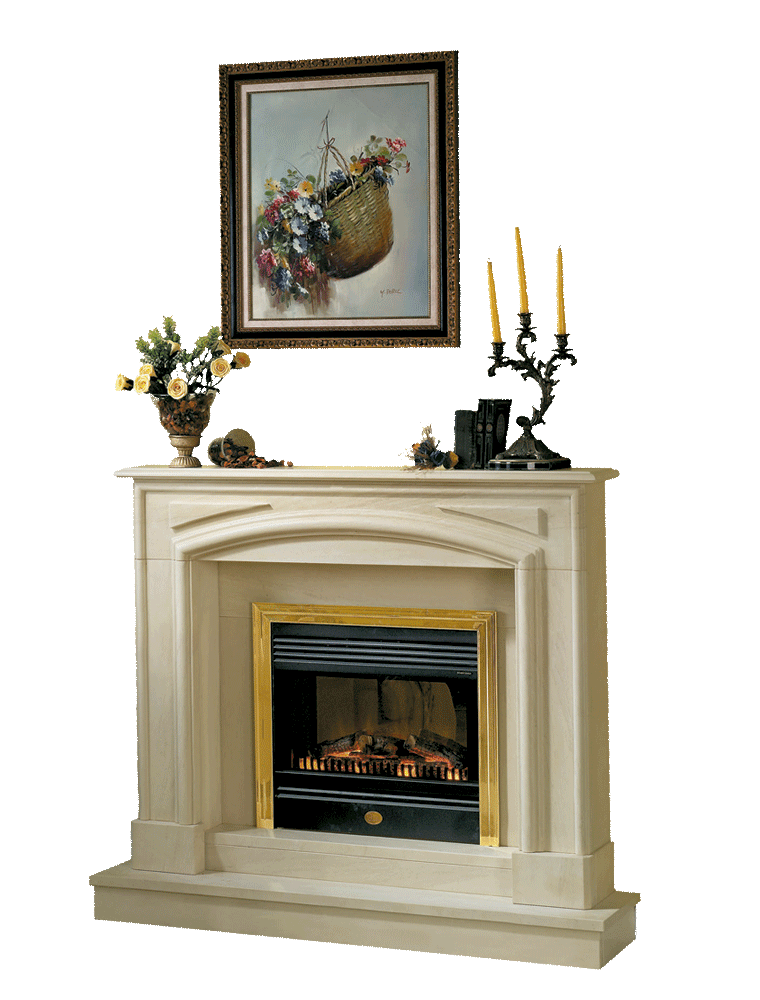 Chimenea clásica mármol modelo Eros en blanco carrara estilo luis XV
